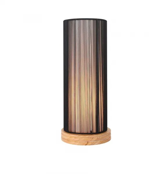 Čierna + drevená stolová lampa Kyoto Ledea