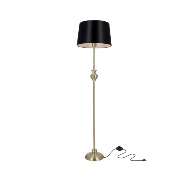 Stojacia lampa Prima gold, saténovo zlatá, E27, čierna