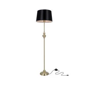 Stojacia lampa Prima gold, saténovo zlatá, E27, čierna