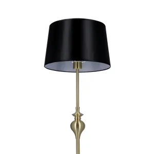 Stojacia lampa Prima gold, saténovo zlatá, E27, čierna