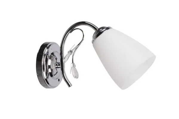 Chrómová nástenná lampa, biele tienidlo, 40W E14, Ursella