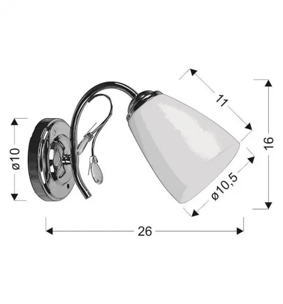 Chrómová nástenná lampa, biele tienidlo, 40W E14, Ursella