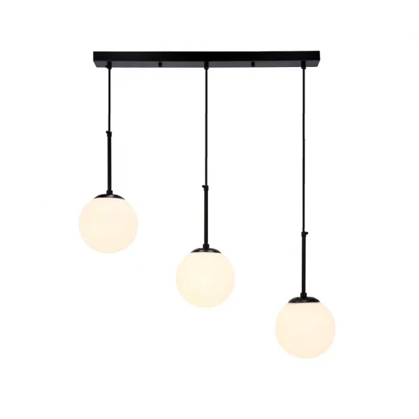 Závesná lampa Pompei čierna 3X40W E27 biele tienidlo