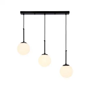 Závesná lampa Pompei čierna 3X40W E27 biele tienidlo