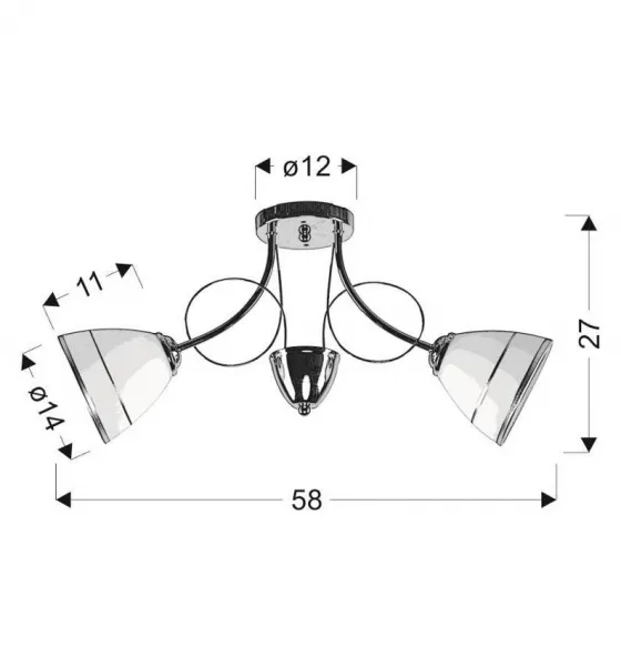 Stropná lampa Elotte 2X40W E27 Biela