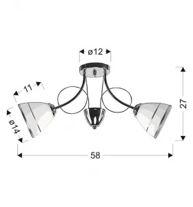 Stropná lampa Elotte 2X40W E27 Biela