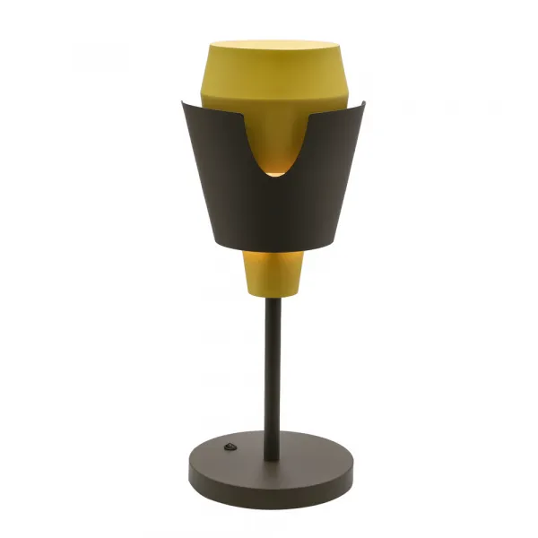 Stolová lampa sivo-žltá s vypínačom Falun LEDEA