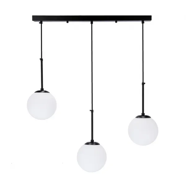 Závesná lampa Pompei čierna 3X40W E27 biele tienidlo