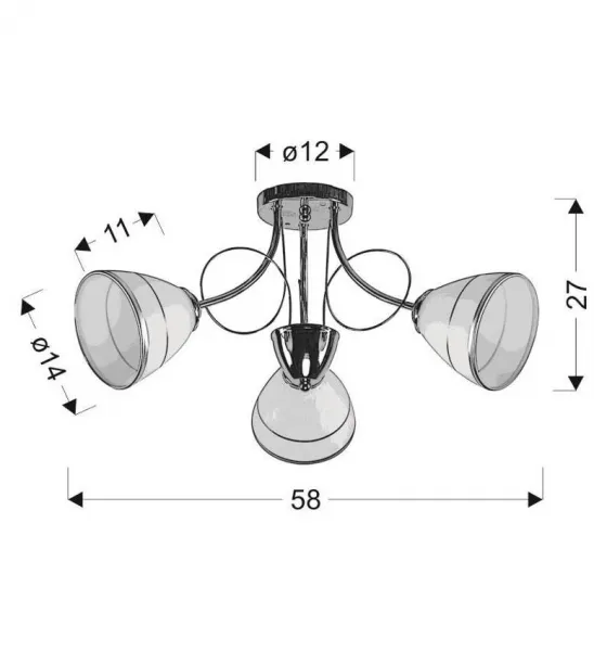 Elotte stropná lampa 3X40W E27 biela
