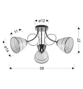 Elotte stropná lampa 3X40W E27 biela