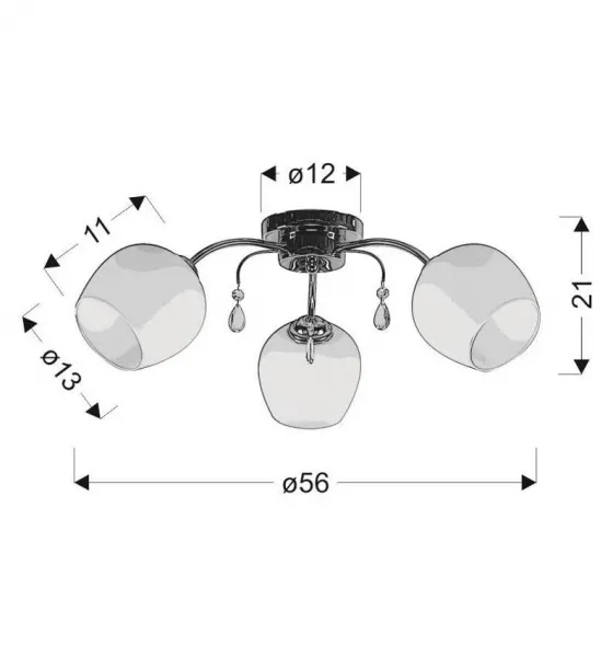 Stropná lampa Zachera 3X40W E27 Biela