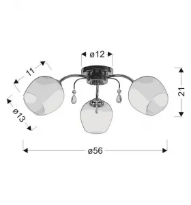 Stropná lampa Zachera 3X40W E27 Biela