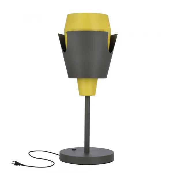 Stolová lampa sivo-žltá s vypínačom Falun LEDEA