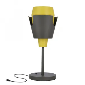 Stolová lampa sivo-žltá s vypínačom Falun LEDEA