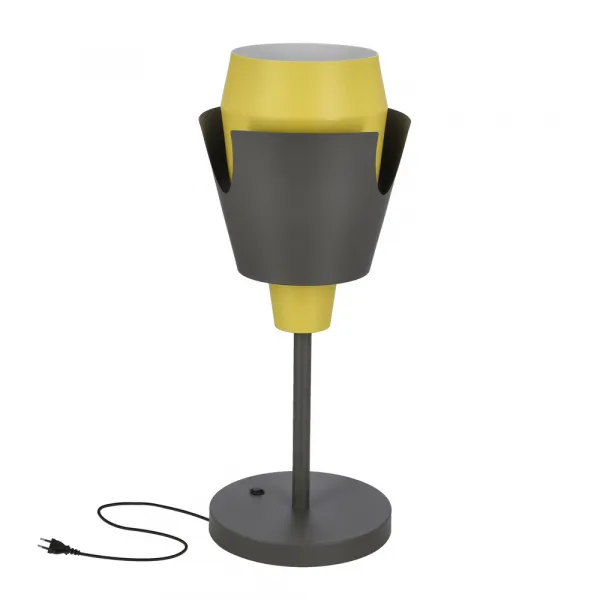 Stolová lampa sivo-žltá s vypínačom Falun LEDEA