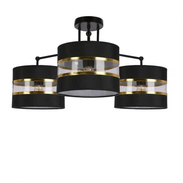 Závesná lampa Andy čierna e27 Tienidlo čierne+zlaté