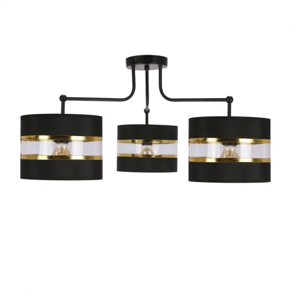 Závesná lampa Andy čierna e27 Tienidlo čierne+zlaté