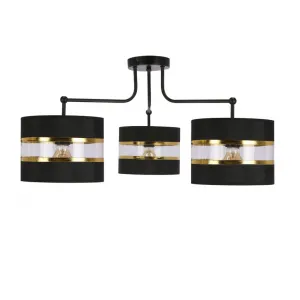 Závesná lampa Andy čierna e27 Tienidlo čierne+zlaté