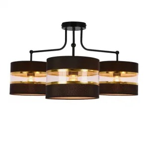 Závesná lampa Andy čierna e27 Tienidlo čierne+zlaté