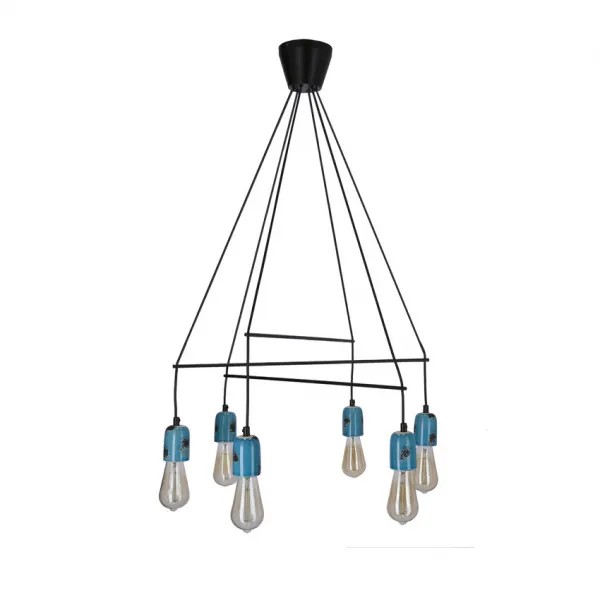Závesná lampa Vider čierna 6x40W e27
