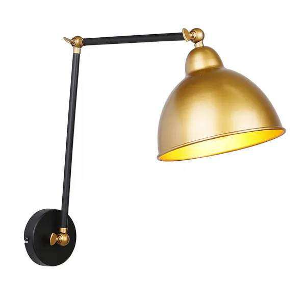 Nástenná lampa na nákladné auto čierno-zlatá 1X40W E27 zlatá