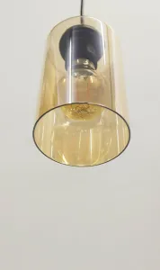 Závesná lampa 3xE27 35cm čierna/hnedá Bistro