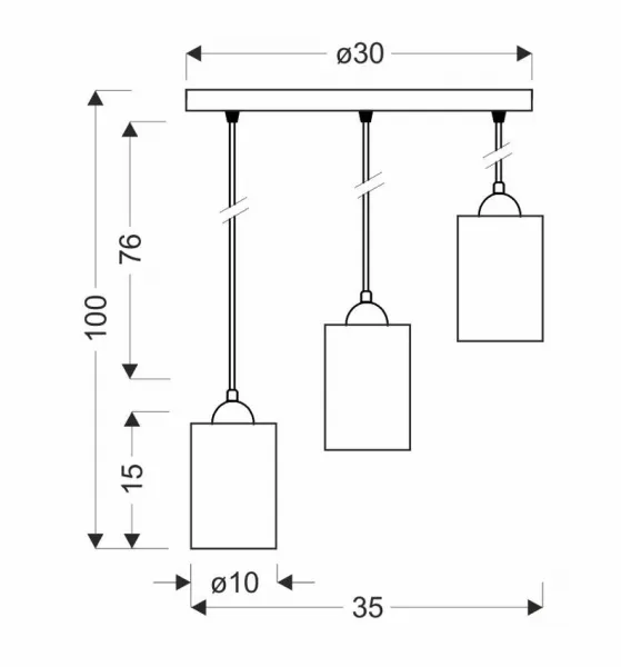 Závesná lampa 3xE27 35cm čierna/hnedá Bistro