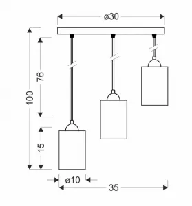 Závesná lampa 3xE27 35cm čierna/hnedá Bistro