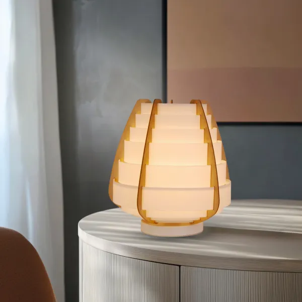 Stolová lampa béžová drevo+plast Nagoja Ledea