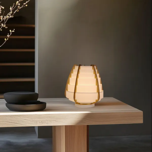 Stolová lampa béžová drevo+plast Nagoja Ledea
