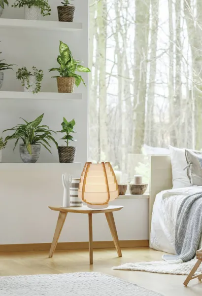 Stolová lampa béžová drevo+plast Nagoja Ledea