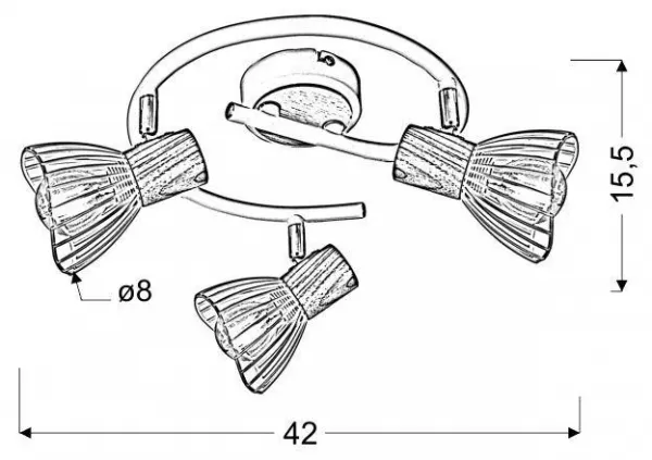 Špirálová stropná lampa 3X25W E14 biele drevo CHILE
