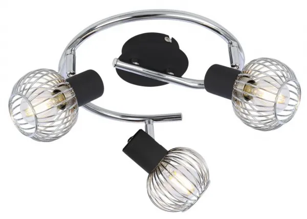 Špirálová stropná lampa 3X40W E14 čierna/chróm OSLO