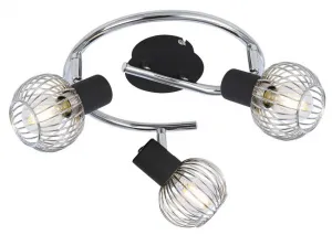 Špirálová stropná lampa 3X40W E14 čierna/chróm OSLO