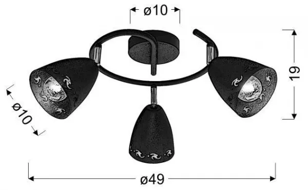 Špirálová stropná lampa COTY 3x40W E14 čierna