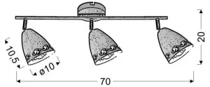 Stropná lampa 3xE14 70cm COTY STRIP ČIERNA