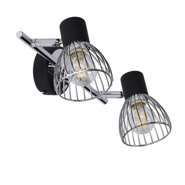 Nástenná lampa Modo, pásik e14, čierna+chróm