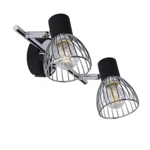 Nástenná lampa Modo, pásik e14, čierna+chróm