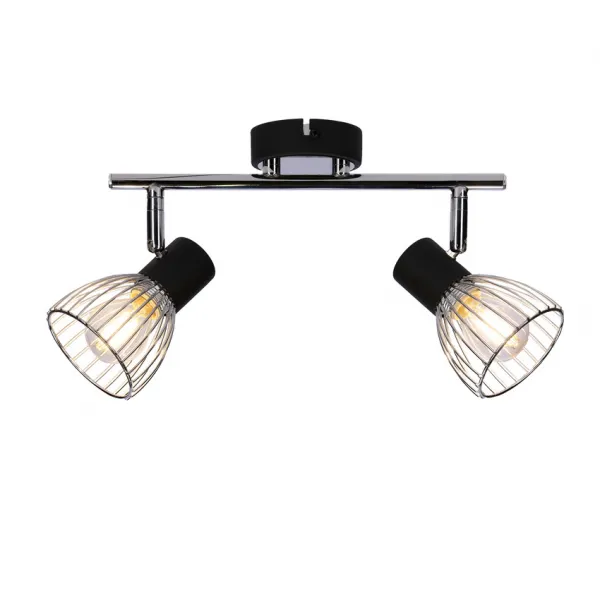 Nástenná lampa Modo, pásik e14, čierna+chróm