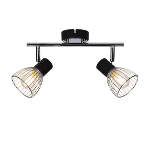 Nástenná lampa Modo, pásik e14, čierna+chróm