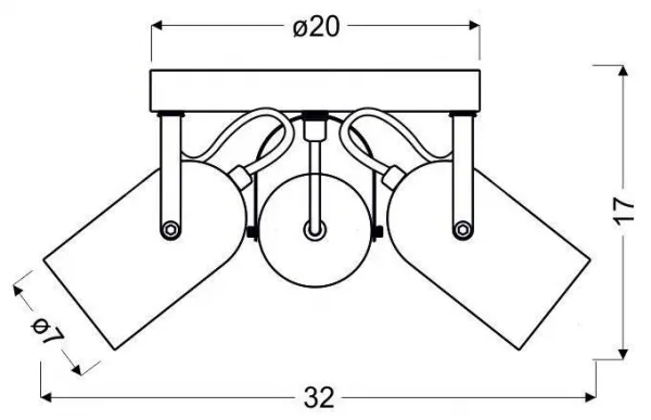 Stropná lampa 3X40W E14 sivá GRAY