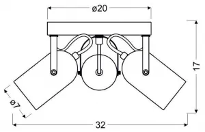 Stropná lampa 3X40W E14 sivá GRAY