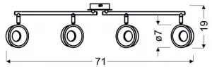 LED nástenná lampa 4x4W 71cm ISLA CHROME STRIP