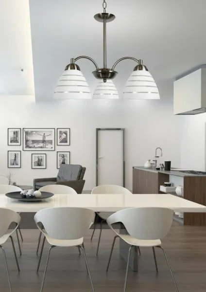 Saténová závesná lampa 3x60W so sklenenými tienidlami Uli