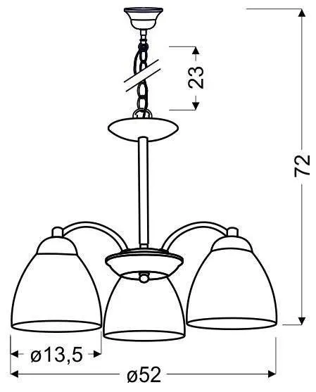 Saténová závesná lampa 3x60W so sklenenými tienidlami Uli