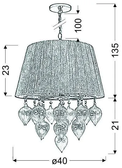 Závesná lampa Elissa v sivej a béžovej farbe na retiazke