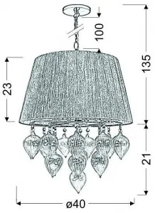 Závesná lampa Elissa v sivej a béžovej farbe na retiazke