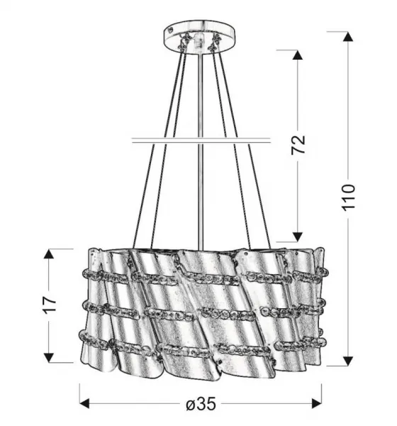 Závesná lampa s kovovým tienidlom a korálkami 60W Smile