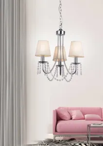 Chrómový/béžový závesný luster 3x40W Ruti