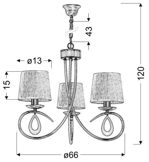 Závesná lampa chrómová / biele tkané tienidlo 3x40W Arnika